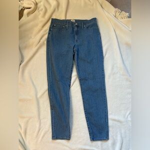 J. Crew 9” High-Rise Toothpick Denim Pinstriped Jeans Sz. 30